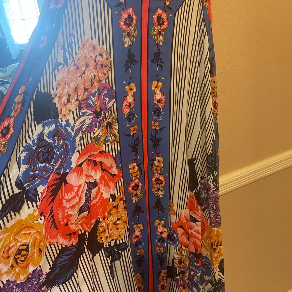 Flying Tomato Floral Striped Asymetrical Dress